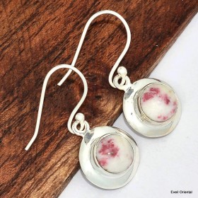 Boucles d'oreilles rondes en Cinabre Boucles d'oreilles en pierres KC119.2