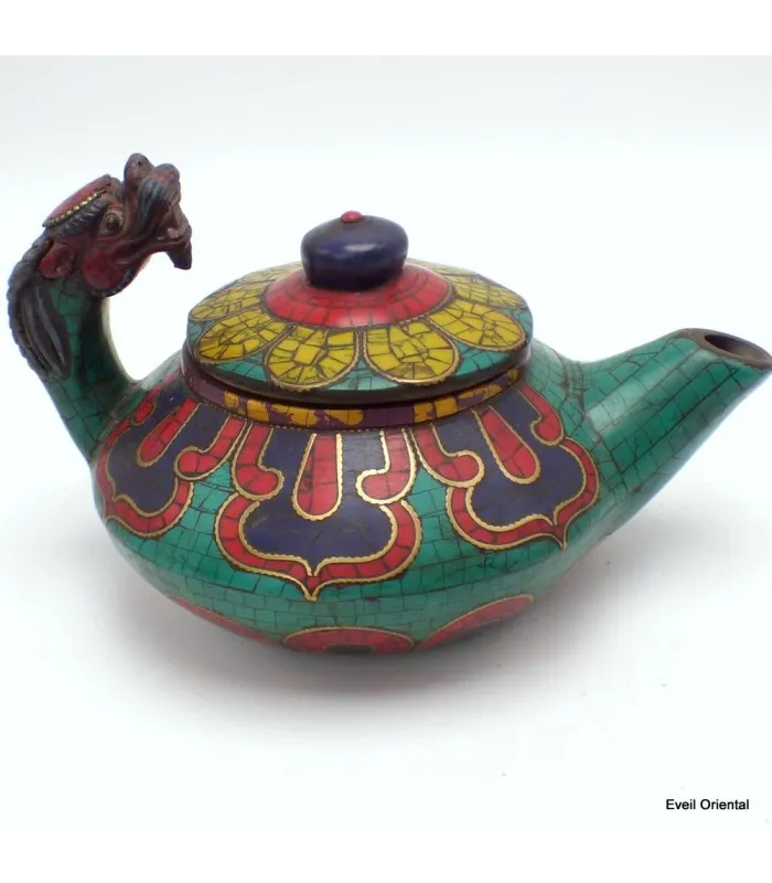 Petite Théière tibétaine en pierres authentiques - Artisanat tibétain bouddhiste