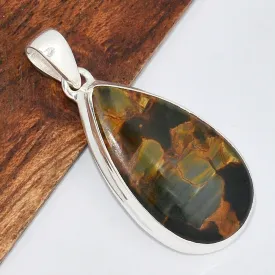 Pendentif goutte en Pietersite fauve - Pendentifs pierres naturelles