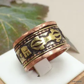 Bague de méditation tibétaine cuivre laiton - Bijoux en Cuivre