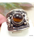 Bague tibétaine Dorjé métal blanc et Oeil de Tigre Bagues tibétaines bouddhistes 4666.16