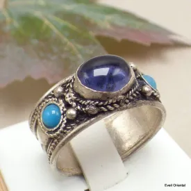 Bague tibétaine Améthyste pierres fantaisie T 59 à 65 - Bagues tibétaines bouddhistes