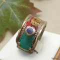 Bague tibétaine bicolore Mantra de Chenrezi - Bagues tibétaines bouddhistes