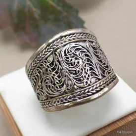 Bague tibétaine avec filigrane - Bagues tibétaines bouddhistes