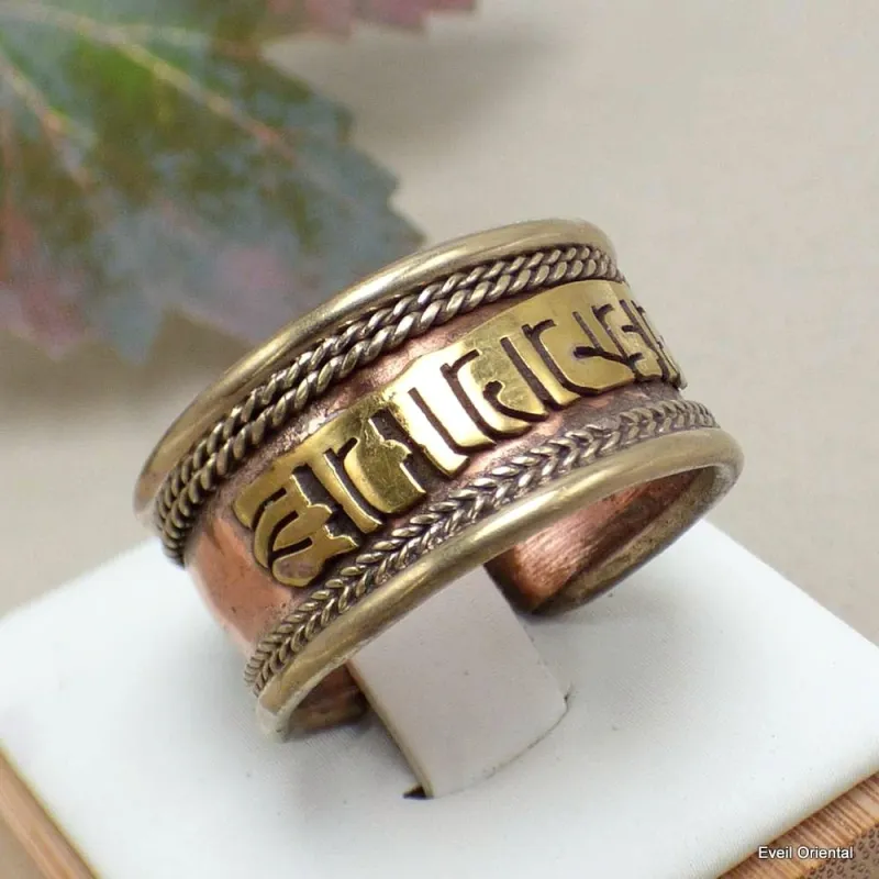 Bague tibétaine bouddhiste MANTRA DE CHENREZI 59/66 - Bagues tibétaines bouddhistes