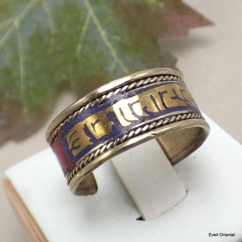 Bague tibétaine MANTRA bicolore - Bagues tibétaines bouddhistes