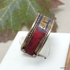 Bague tibétaine MANTRA bicolore Bagues tibétaines bouddhistes ABT4.1