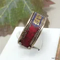 Bague tibétaine MANTRA bicolore - Bagues tibétaines bouddhistes