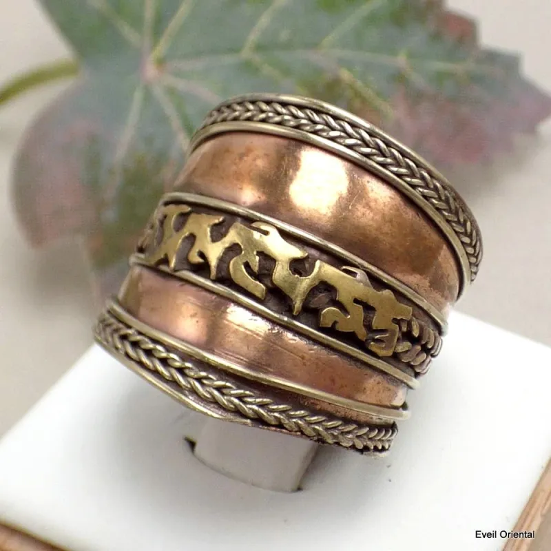Bague tibétaine bouddhiste Mantra de Chenrezi 55/62 - Bagues tibétaines bouddhistes