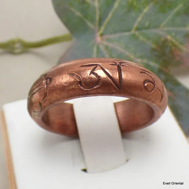 Anneau tibétain bague en cuivre taille 59/60 - Bijoux en Cuivre
