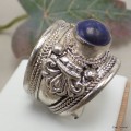 Bague tibétaine ornée d'un Lapis Lazuli Bagues tibétaines bouddhistes ABT26