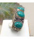 Bague tibétaine trois Turquoise Bagues tibétaines bouddhistes ref 32