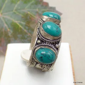 Bague tibétaine trois Turquoise - Bagues tibétaines bouddhistes
