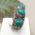 Bague tibétaine trois Turquoise - Bagues tibétaines bouddhistes