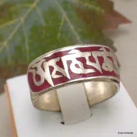 Bague tibétaine pour homme mantra de Chenrezi - Bagues tibétaines bouddhistes