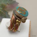 Bague tibétaine bouddhiste tresse cuivre et laiton T 58 - Bijoux en Cuivre