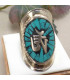 Bague tibétaine Symbole Om en turquoise Bagues tibétaines bouddhistes REF 4181