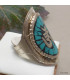 Bague tibétaine Symbole Om en turquoise Bagues tibétaines bouddhistes REF 4181