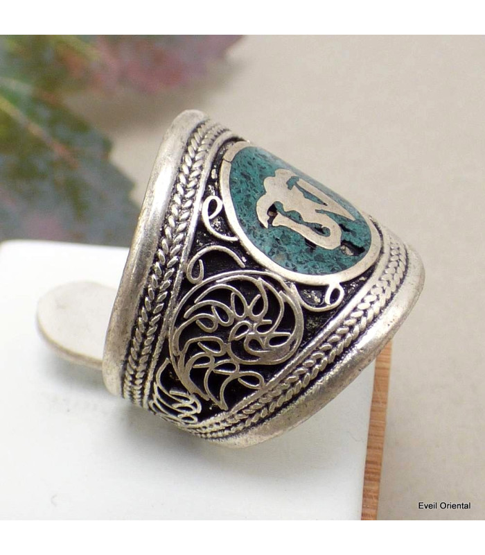 Bague tibétaine Om pierres fantaisie Bagues tibétaines bouddhistes ref107.5