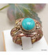 Bague tibétaine tressée laiton et cuivre et Turquoise Bagues tibétaines bouddhistes 5097