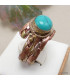 Bague tibétaine tressée laiton et cuivre et Turquoise Bagues tibétaines bouddhistes 5097