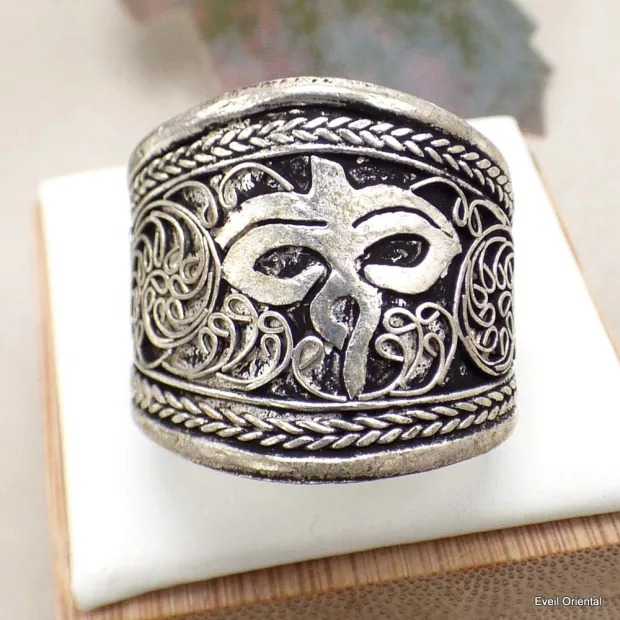 Bague tibétaine filigrane Yeux du Bouddha 56/62 - Bagues tibétaines bouddhistes