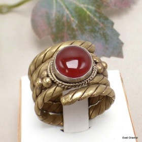 Bague tibétaine tressée Cornaline taille 59 Bagues tibétaines bouddhistes 5097.1