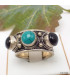 Bague tibétaine 3 pierres Turquoise Onyx T 56 à 60 Bagues tibétaines bouddhistes 5097.3