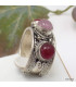 Bague tibetaine Quartz rose Cornaline Bagues tibétaines bouddhistes 5097.7