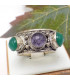Bague tibetaine Amethyste Onyx vert Bagues tibétaines bouddhistes 5097.9