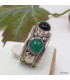 Bague tibetaine Onyx vert et noir Bagues tibétaines bouddhistes 5097.10