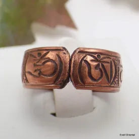 Anneau tibétain cuivre Mantra de Chenrezi - Bijoux en Cuivre