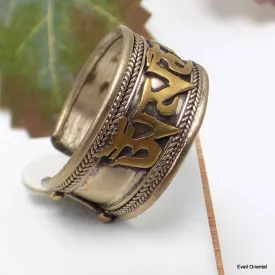 Bague tibétaine métal et laiton ornée d'un mantra - Bagues tibétaines bouddhistes