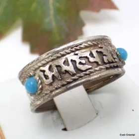 Bague tibétaine bouddhiste mantra de Chenrezi + perles
