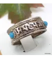 Bague tibétaine bouddhiste mantra de Chenrezi + perles - Bagues tibétaines bouddhistes