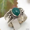 Bague tibétaine en Onyx vert et metal - Bagues tibétaines bouddhistes
