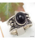 Bague tibetaine Onyx noir Bagues tibétaines bouddhistes ref 4700.10