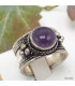 Bague tibetaine Amethyste ronde Bagues tibétaines bouddhistes ref 4700.11