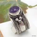 Bague tibetaine Amethyste ronde taille ajustable - Bagues tibétaines bouddhistes