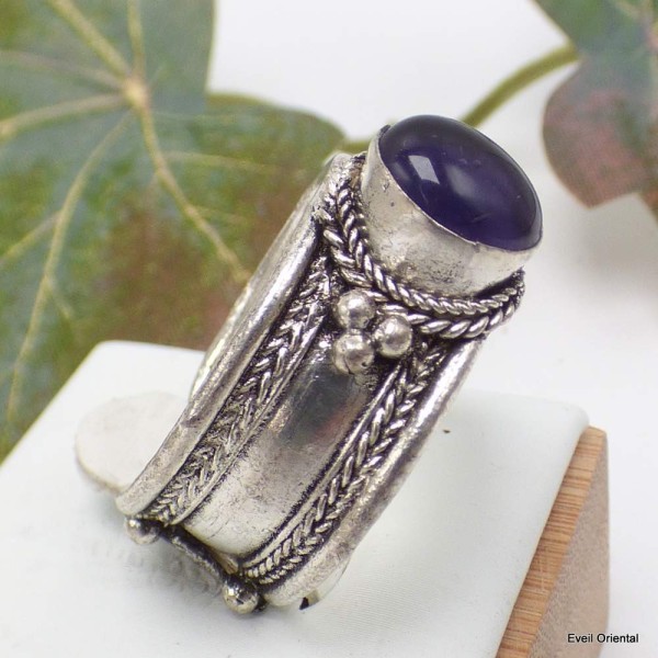 Bague tibétaine en Améthyste Bagues tibétaines bouddhistes ref 4700.2