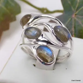 Bague Labradorite bleue 4 pierres plusieurs tailles - Bagues pierres naturelles