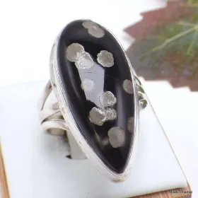 Bague goutte allongée Obsidienne Galaxie taille 60 - Bagues pierres naturelles