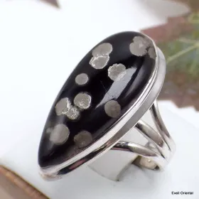 Bague goutte allongée Obsidienne Galaxie taille 60 - Bagues pierres naturelles