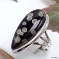 Bague goutte allongée Obsidienne Galaxie taille 60 Bagues pierres naturelles KC123.2