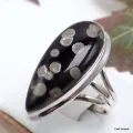 Bague goutte allongée Obsidienne Galaxie taille 60 - Bagues pierres naturelles