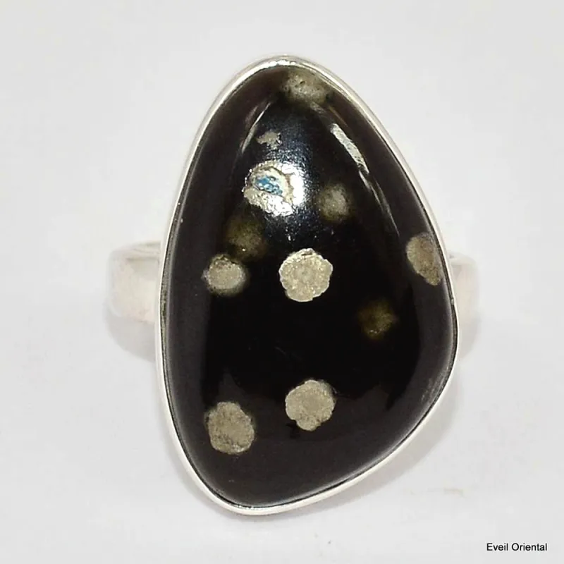 Bague asymétrique Obsidienne Galaxie taille 55/56 - Bagues pierres naturelles