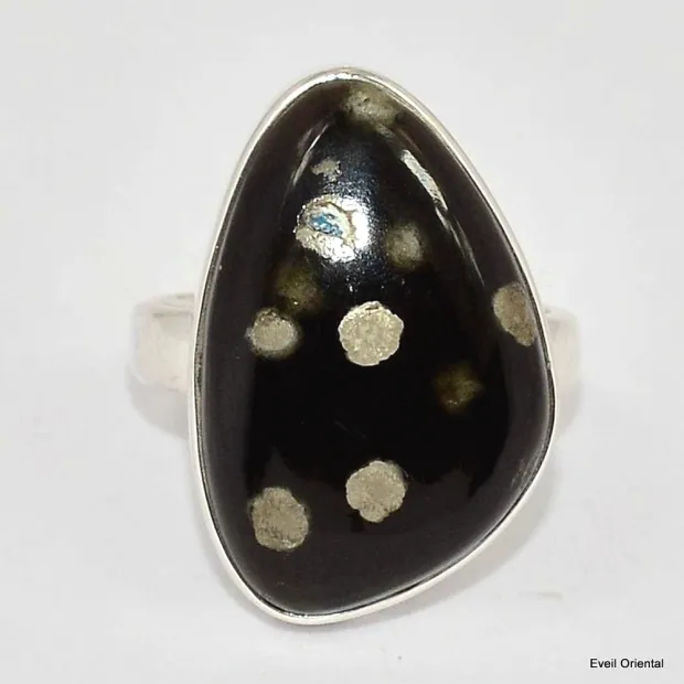 Bague asymétrique Obsidienne Galaxie taille 55/56 - Bagues pierres naturelles