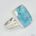 Bague rectangulaire Larimar AAA taille 62 Bagues pierres naturelles KC126