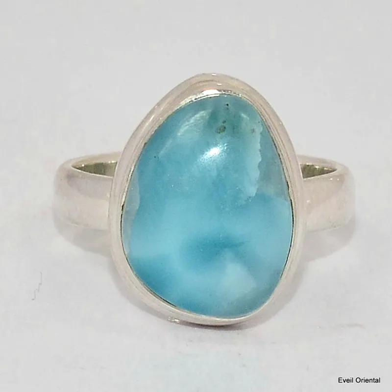 Petite bague Larimar taille 53 AAA - Bagues pierres naturelles
