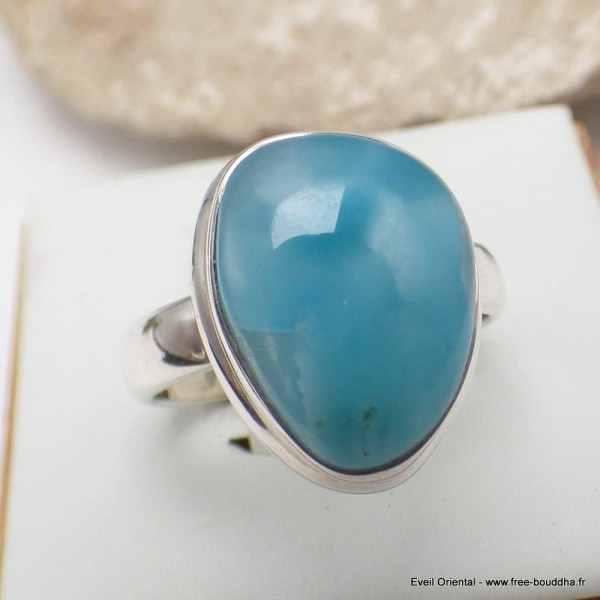 Petite bague Larimar taille 53 AAA Bagues pierres naturelles KC126.2